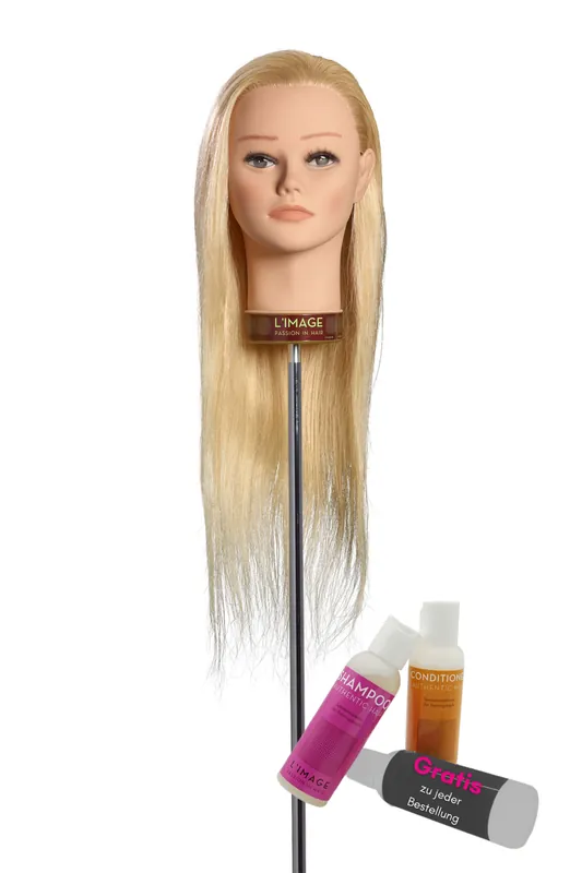 Limage Trainingskopf PERRINE 50cm lichtblond europäisches Echthaar Neue Ware