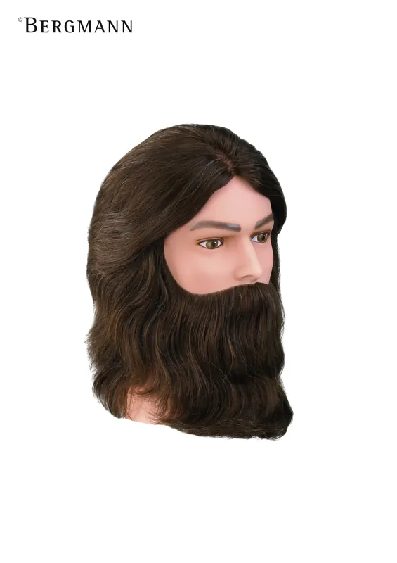 Markenware Bergmann Übungskopf AMIGO mit BART , braun, Echthaar 20cm