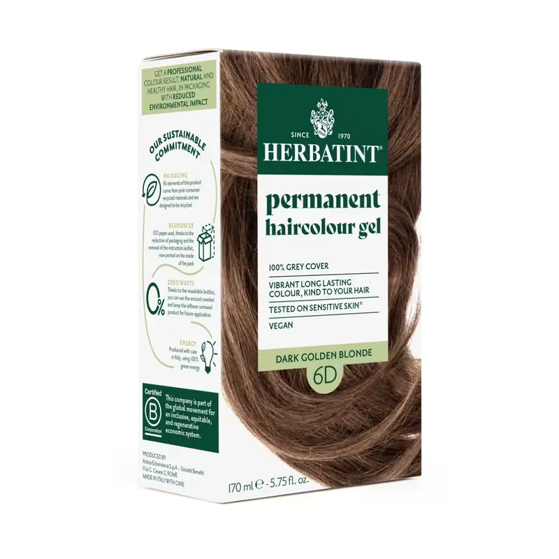 Neu Herbatint Haarfärbegel 6D Dunkles Goldblond 170 ml