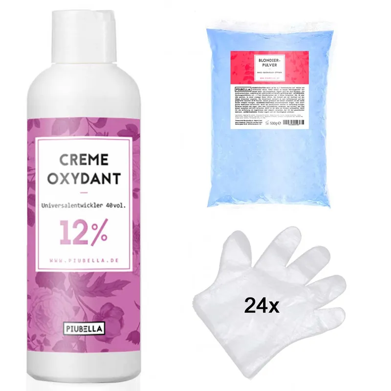 Piubella Creme Oxydant Universal Entwickler 12% 1000 ml + 500g Profi Blondierpulver Neue Ware
