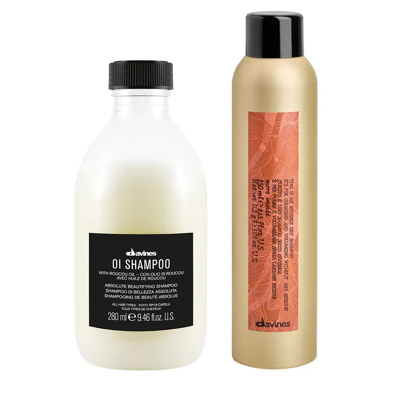 Billig Davines Oi Shampoo 280ml + Invisible Dry Shampoo 250ml