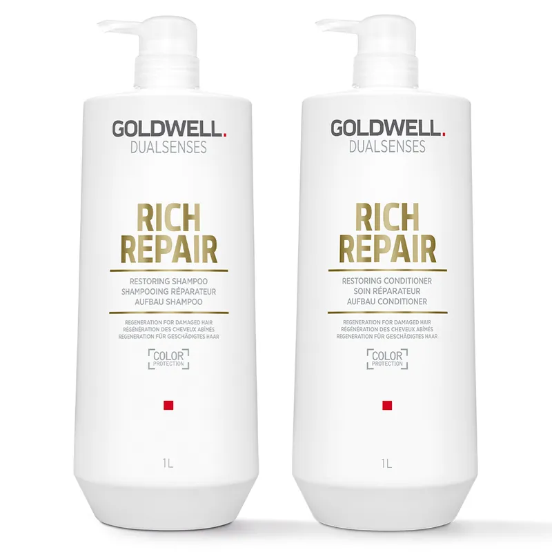 Goldwell Dualsenses Rich Repair Set Restoring Shampoo 1000 ml + Restoring Conditioner 1000 ml Top-Seller