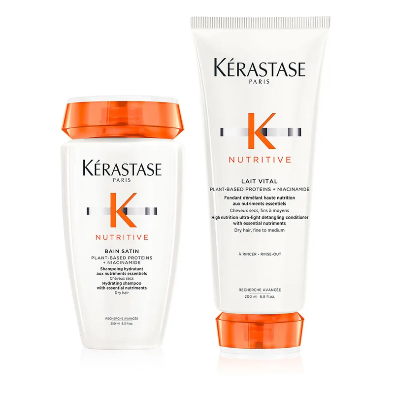 KÉRASTASE Nutritive Set Bain Satin Shampoo 250 ml + Lait Vital Haar-Creme 200 ml Knallerangebot