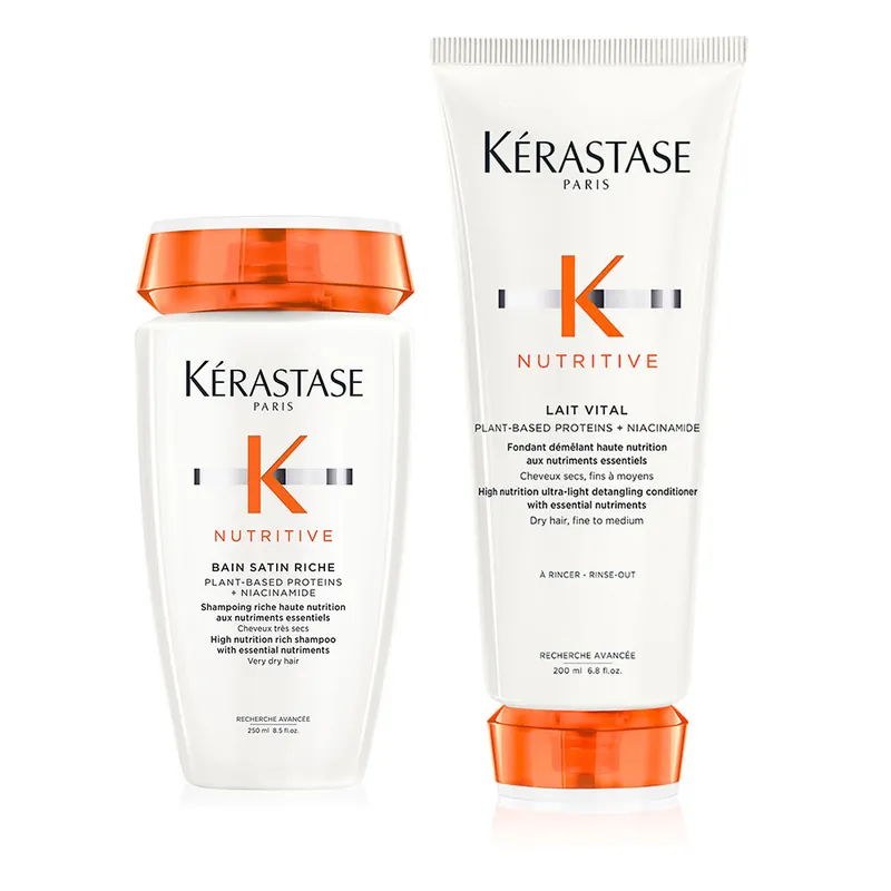KÉRASTASE Nutritive Bain Satin Riche Shampoo 250 ml + Lait Vital Haar-Creme 200 ml Zertifiziert