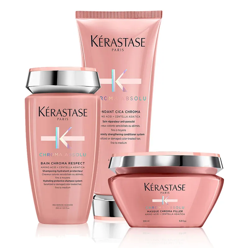 Garantierte Lieferung KÉRASTASE Chroma Absolu Set Bain Chroma Respect 250 ml + Fondant Cica Chroma 200 ml + Masque Chroma Filler 200 ml