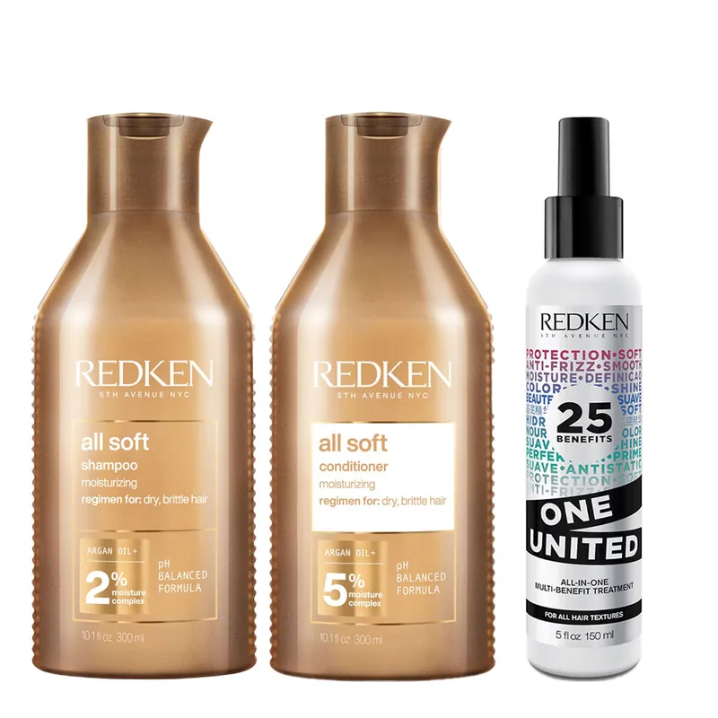 Redken All Soft Set Shampoo 300 ml + Conditioner 300 ml + One United Elixir 150 ml Preisknaller