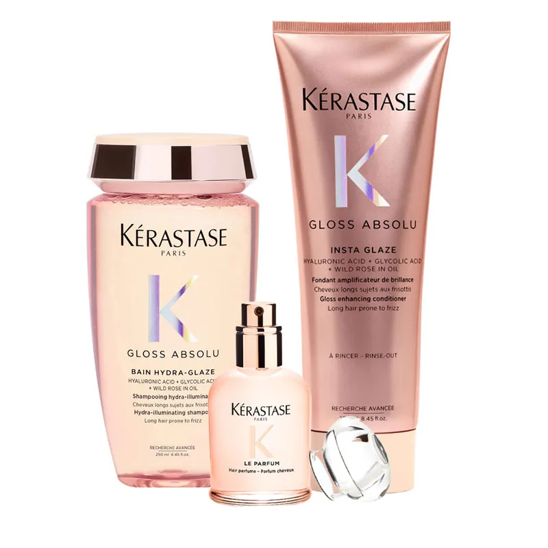 Angebot KÉRASTASE Gloss Absolu Set Bain Hydra-Glaze 250 ml + Fondant Insta Glaze 250 ml + Le Parfum 30 ml