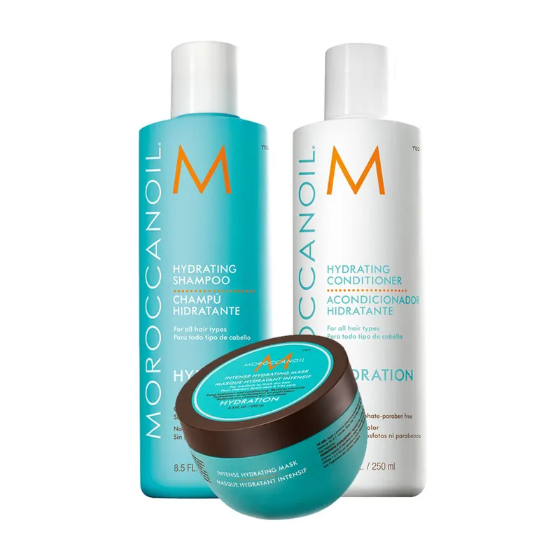 Moroccanoil Feuchtigkeits Set Shampoo 250 ml + Conditioner 250 ml + Intensive Feuchtigkeitsmaske 250 ml Neu