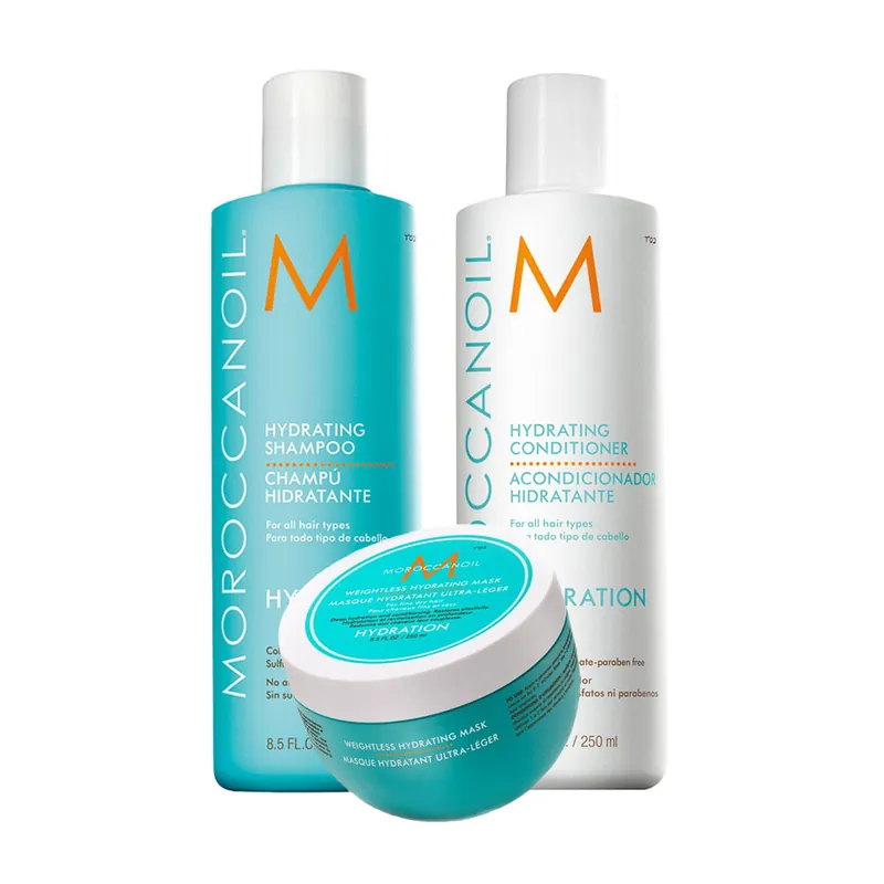Sichere Zahlung Moroccanoil Feuchtigkeits Set Shampoo 250 ml + Conditioner 250 ml + Leichte Feuchtigkeitsmaske 250 ml