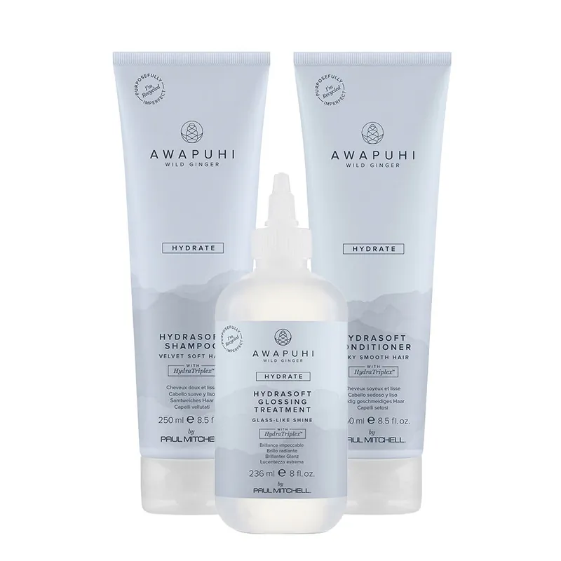 Preis Gesenkt Paul Mitchell awapuhi wild ginger HydraSoft Set Shampoo 250 ml + Conditioner 250 ml + Glossing Treatment 236 ml
