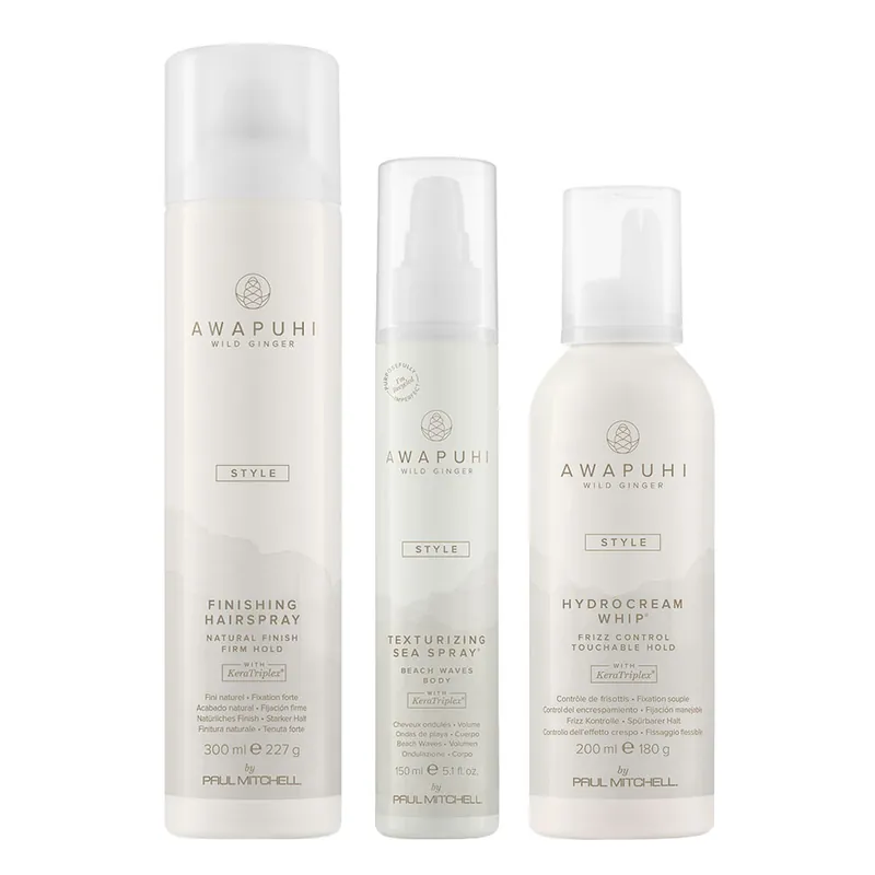 Beliebt Paul Mitchell Awapuhi Wild Ginger Set TEXTURIZING SEA SPRAY 150 ml + HYDROCREAM WHIP 200 ml + FINISHING SPRAY 300 ml