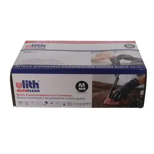 Ulith Nitril-Handschuhe ungepudert, Größe M, Box à 100 Stück, schwarz Saisonangebot