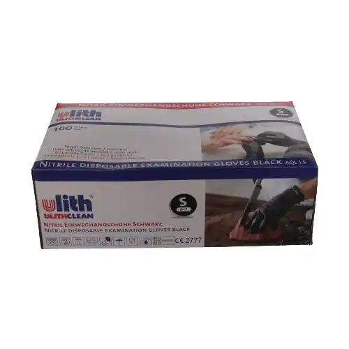 Jetzt Kaufen Ulith Nitril-Handschuhe ungepudert, Größe S, Box à 100 Stück, schwarz