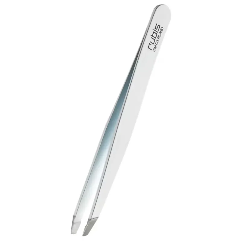 Neu Pinzette schräg weiss Inox