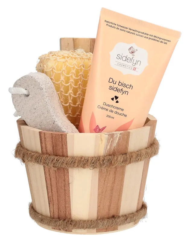 Neu Im Sortiment Geschenkset Holzkübel Duschcreme Du bisch sidefyn