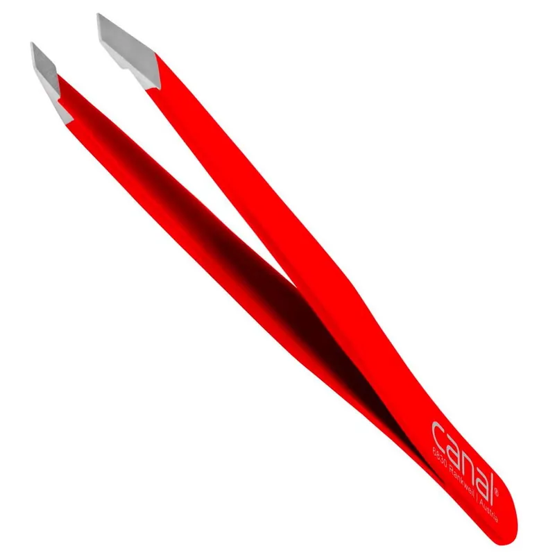 Haarpinzette 9cm schräg rot Zertifiziert