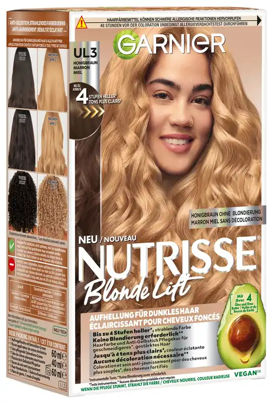 Nutrisse Blonde Lift Aufhellung für dunkles Haar UL3 Honigbraun Zertifiziert