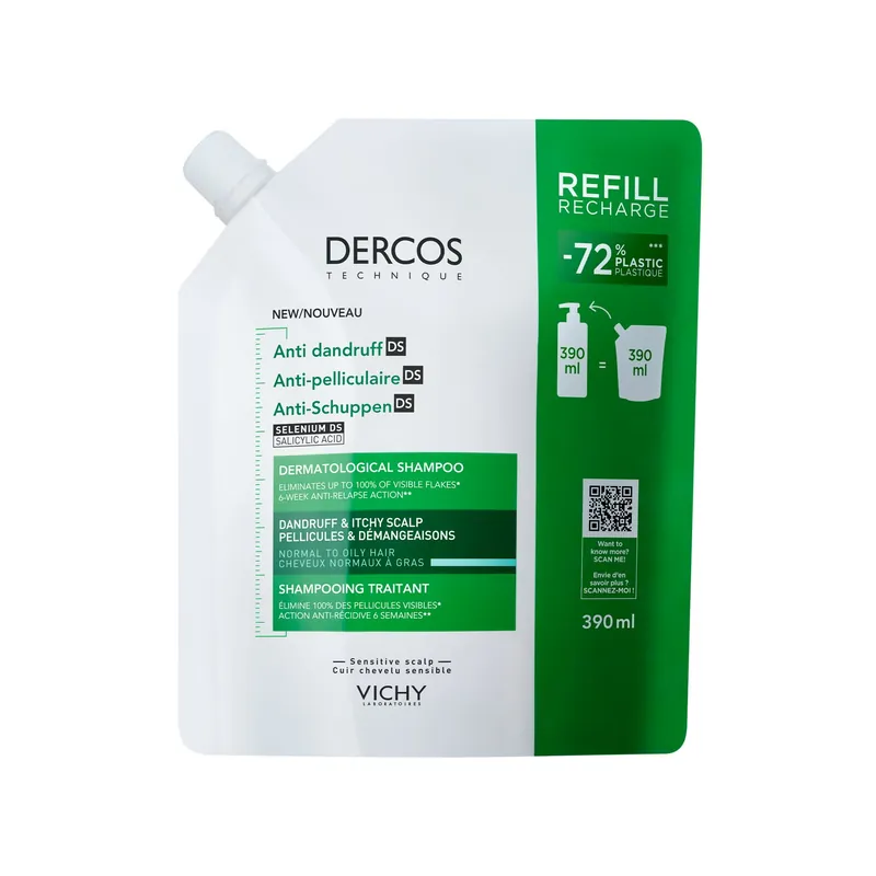 Dercos Anti-Schuppen Shampoo fettige Haare Nachfüllpack 2 x 390 ml Finale Aktion