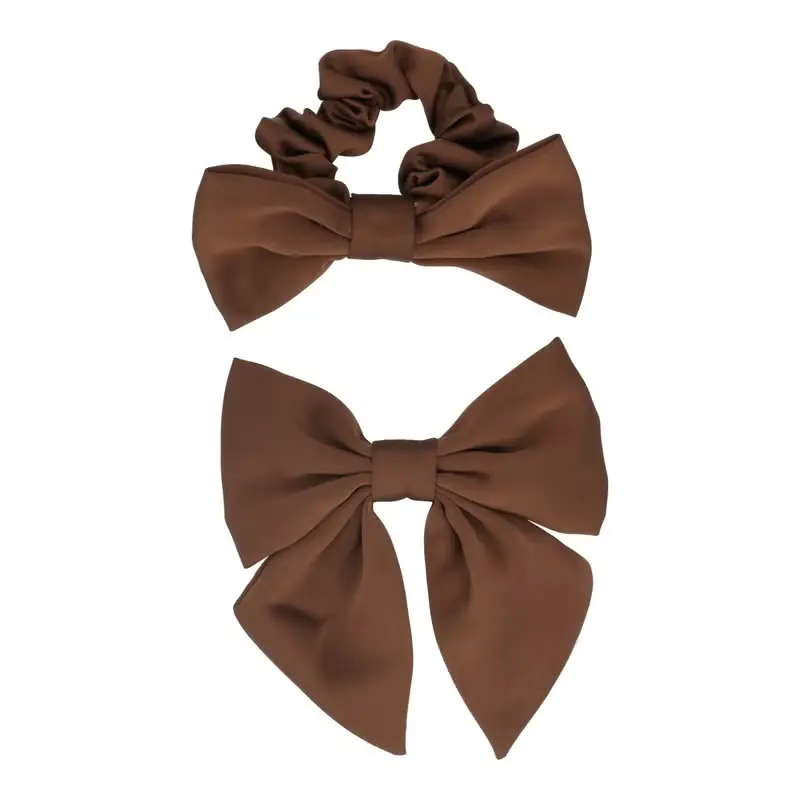 Fashion Maschen Set Scrunchie & Clip braun Aktuell