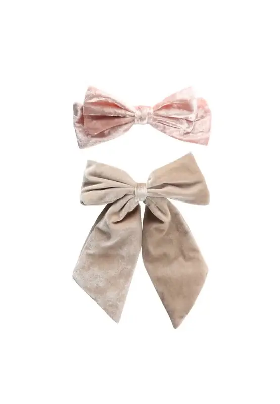 Fashion Barrette mit Samtschleife Beige, Rosa Heißes Angebot