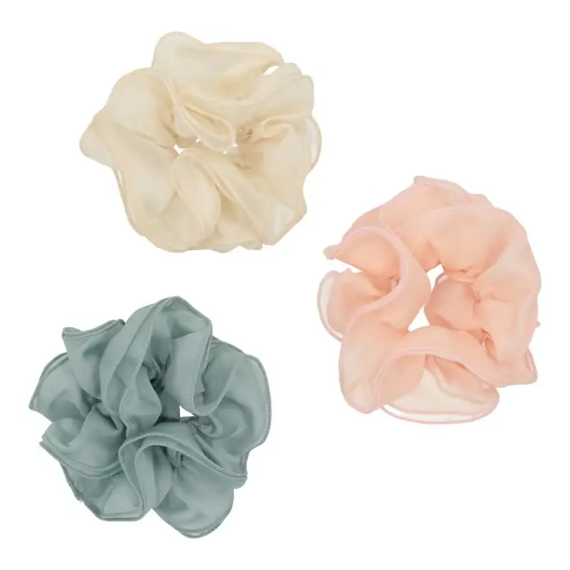 Preisknaller Fashion Scrunchie Set Beige-Rosa-Salbei