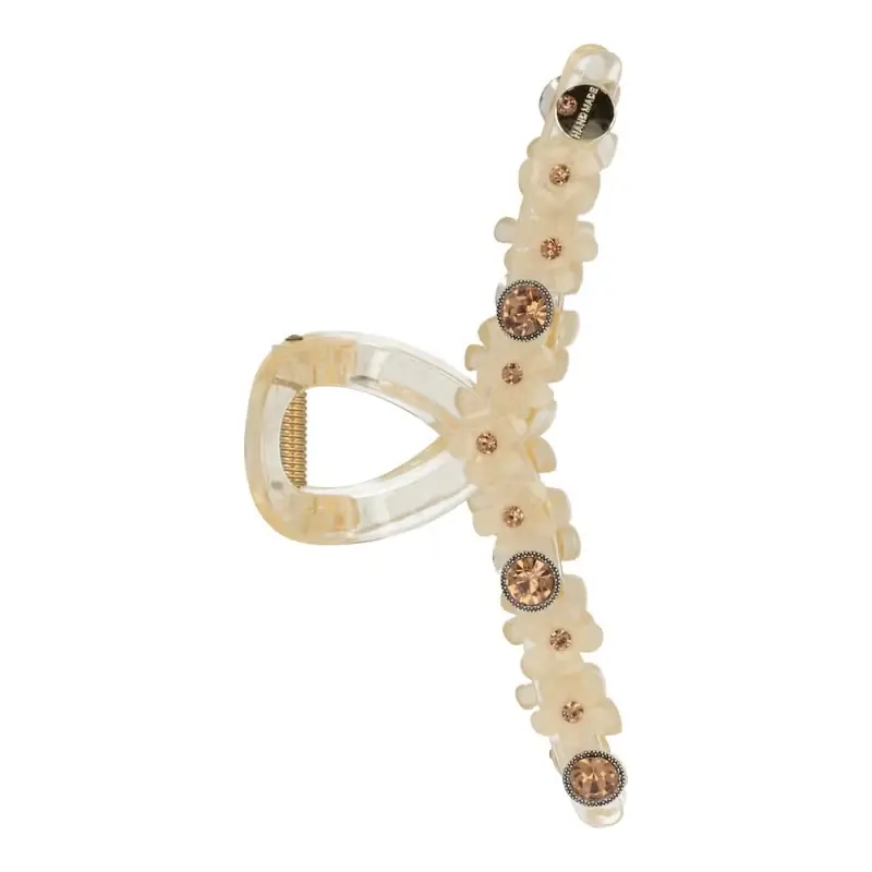 Finale Aktion Accessoires Klemme mit Strass und Blumen Ivory 12.5 x 5 cm