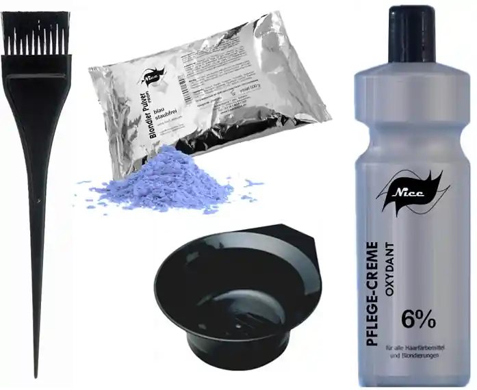 Nur Heute Nice Blondier Set Blondierpulver 500g Oxydant 1L + Färbezubehör