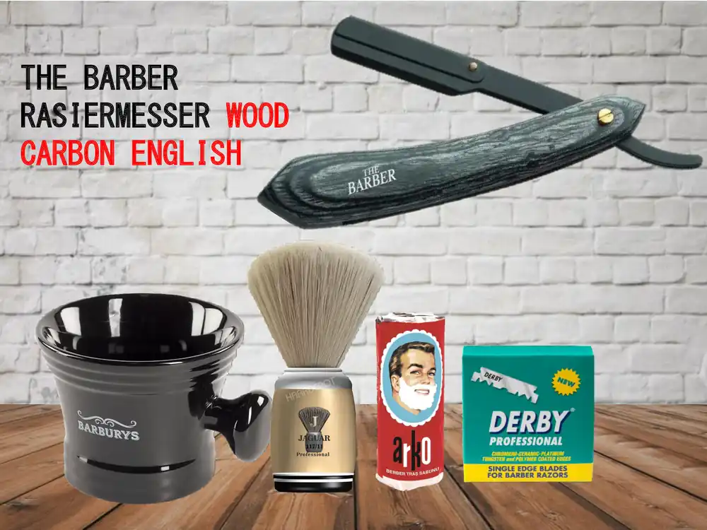 Barber Rasierset 5 teilig Wood Carbon English Top-Preis