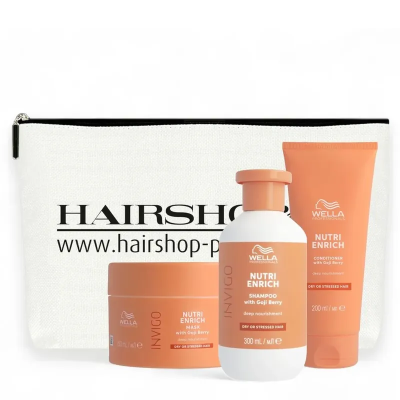 Wella Professionals Invigo Nutri-Enrich Set - Shampoo 300 ml + Conditioner 200 ml + Mask 150 ml + Kosmetikbeutel Versand Am Gleichen Tag