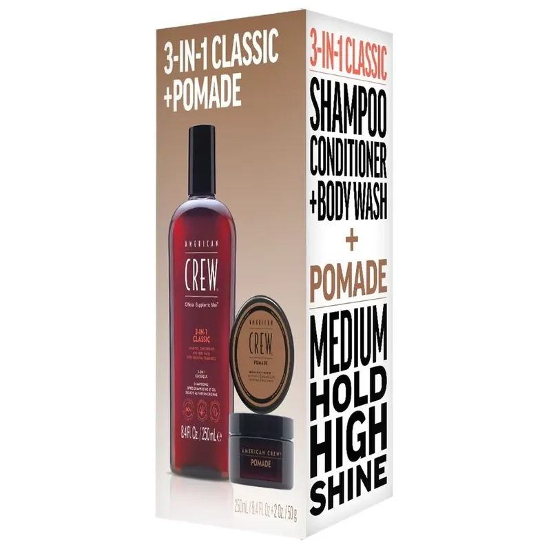 American Crew Geschenkset - 3 in 1 Classic Shampoo 250ml + Pomade 50g Nur Für Kurze Zeit