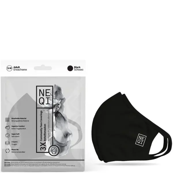 NEQI Mund- und Nasenmaske Black 3.Stk - Größe S-M Sofort Bestellen