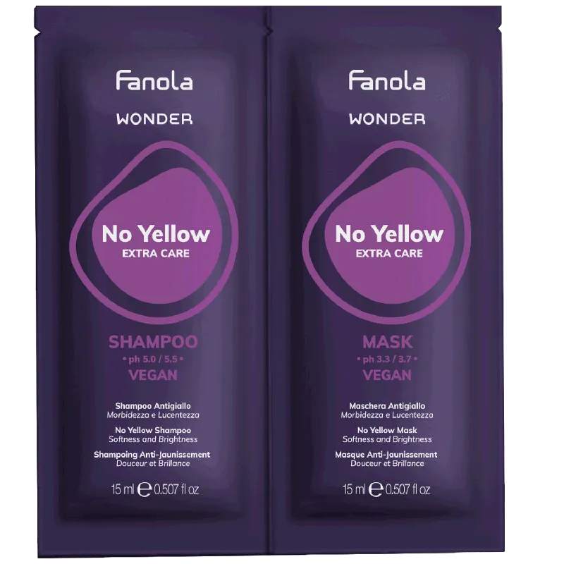 Must-Have Fanola WONDER No Yellow Shampoo Sachet + WONDER No Yellow Mask Sachet je 15 ml