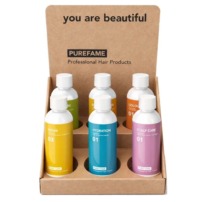 Expressversand PUREFAME Reisegrößen Thekenaufsteller inkl. 20x PUREFAME 50 ml Flaschen