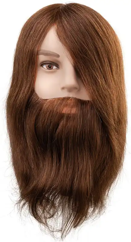 Efa BEN mit Bart Humanhaar braun 25 cm (Frisierkopf) Markenware