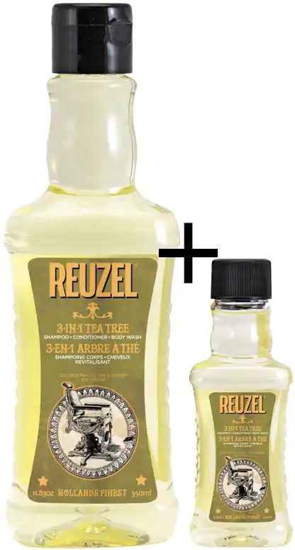 Reuzel Hollands Finest Pomade Road Trip Shampoo Set: 350 ml + 100 ml GRATIS 3-in-1 Tea Tree Shampoo Preisknaller