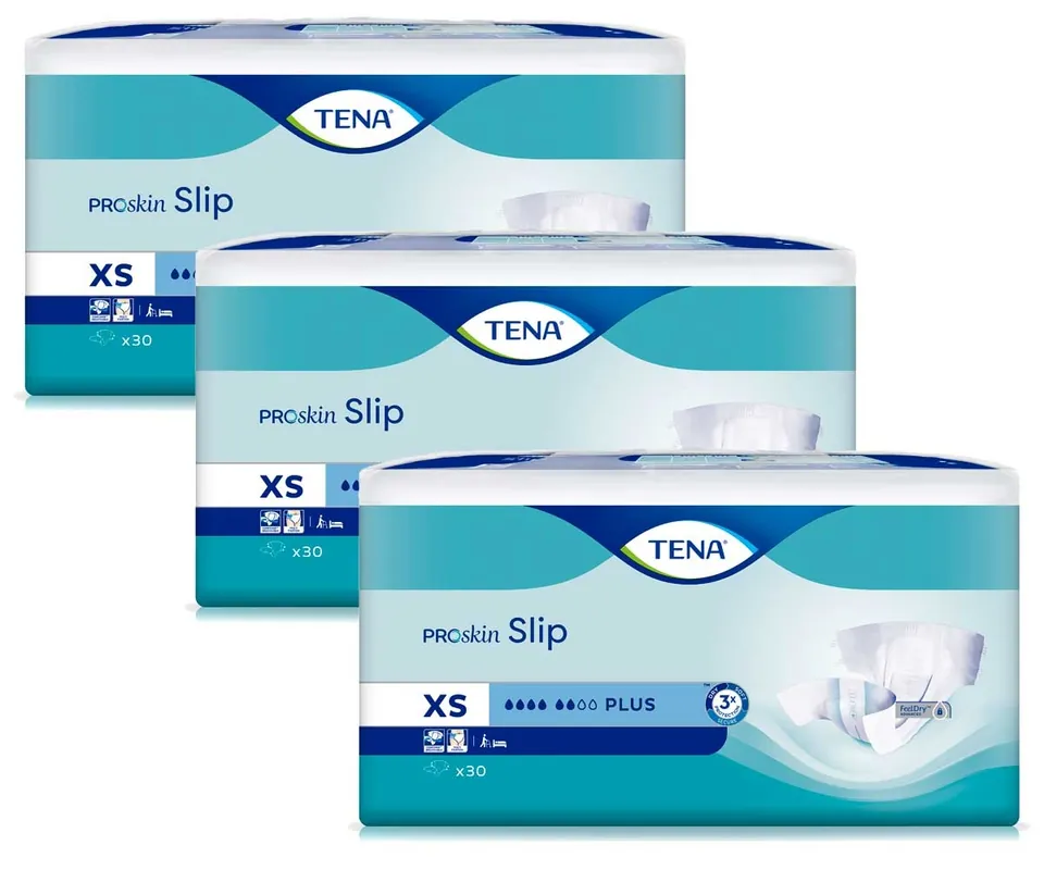 Zertifiziert TENA Slip PLUS - Inkontinenzwindeln - EXTRA SMALL (3x30) 90 Stück