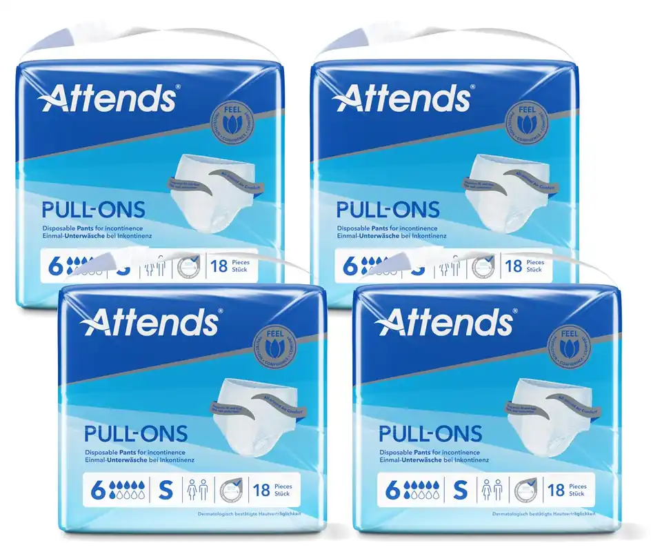 Meistverkauft ATTENDS Pull-Ons 6 (Plus) - Inkontinenzpants - Small - 4x18 Stück