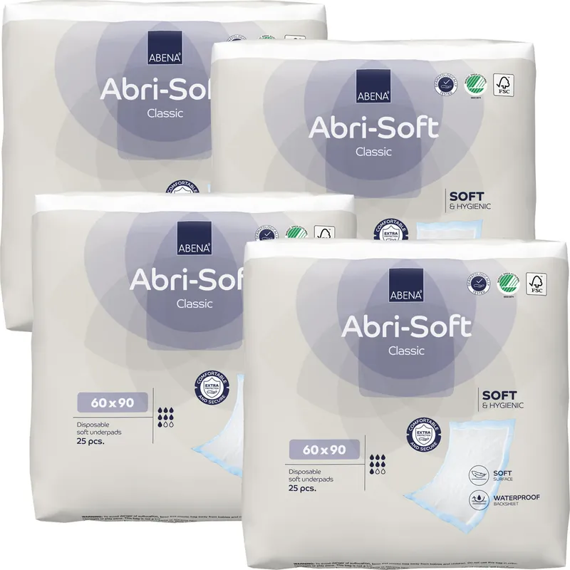 ABENA Abri-Soft CLASSIC Betteinlagen 60 x 90cm - 4x25 (100) Stück Meistverkauft