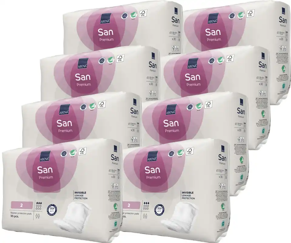 Must-Have ABENA San PREMIUM 2 - luftdurchlässige Einlagen - 350ml (8x 30 Stück)