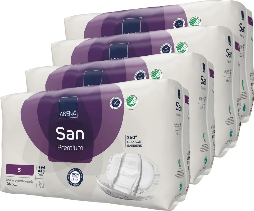 Garantierte Lieferung ABENA San PREMIUM 5 - Inkontinenz Vorlagen - 1.200ml (4x36 Stück)