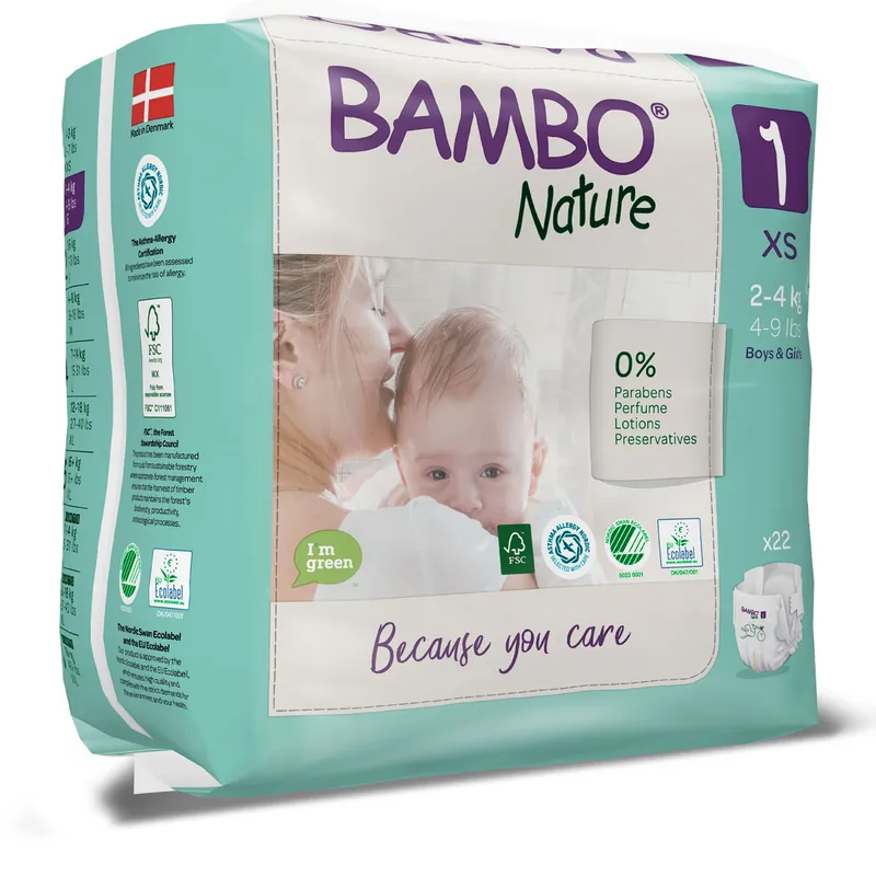 Bambo NATURE - Babywindeln Gr. 1 NEWBORN [XS] 2-4 Kg - 22 Stück Einzelpack Markenprodukt