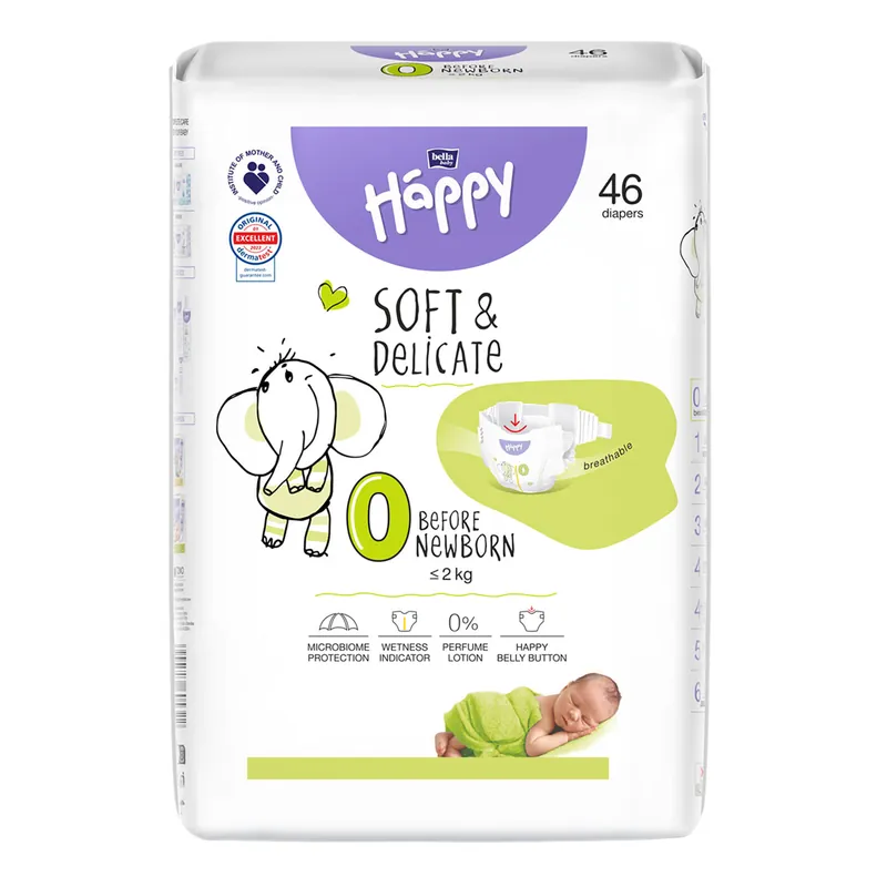 Markenware Bella Happy Babywindeln - Gr. 0 Before Newborn bis 2 kg - 46 Stück