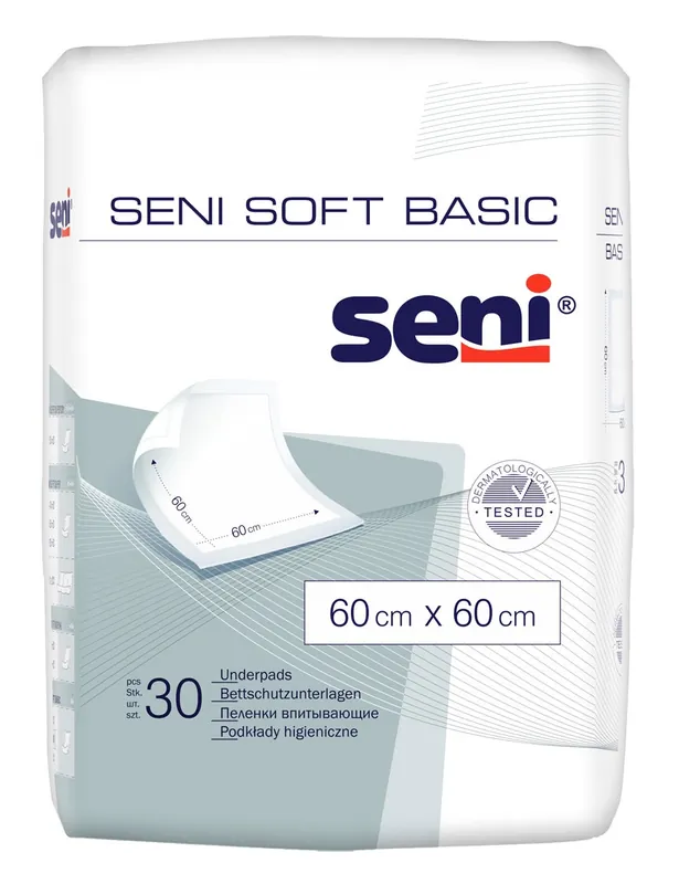 SENI Soft BASIC - Bettunterlagen 60 x 60 cm Flocken (30 Stück Packung) Zertifiziert
