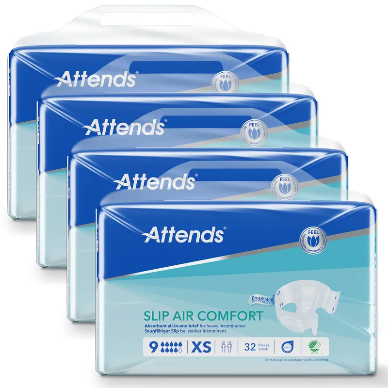 Echt ATTENDS Slip AIR Comfort 9 - Extra Small (XS), Inkontinenzslip, 128 (4x32) Stück