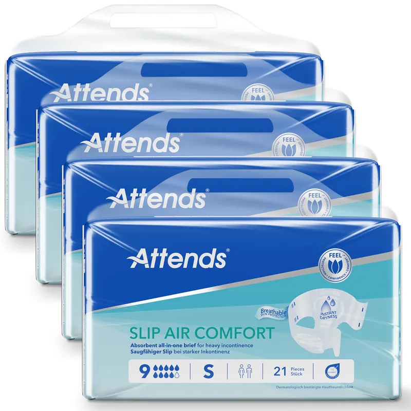 ATTENDS Slip AIR Comfort 9 - Small (S), Inkontinenzwindeln, 84 (4x21) Stück Must-Have