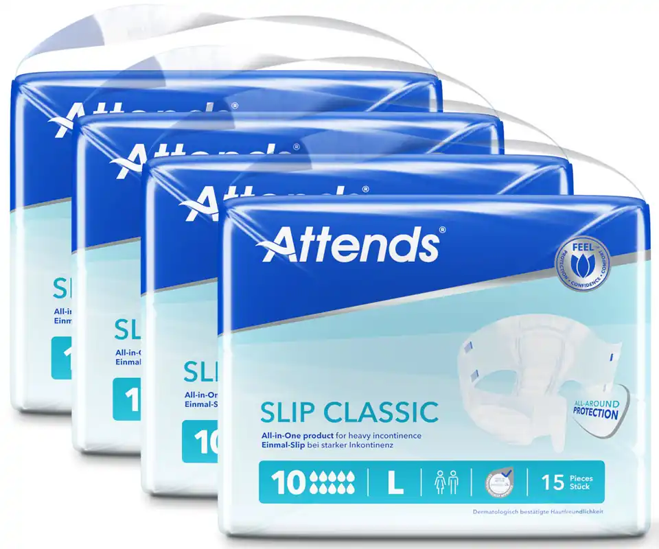 Sale ATTENDS Slip CLASSIC 10 L - Large, Inkontinenzwindeln, 60 (4x15) Stück