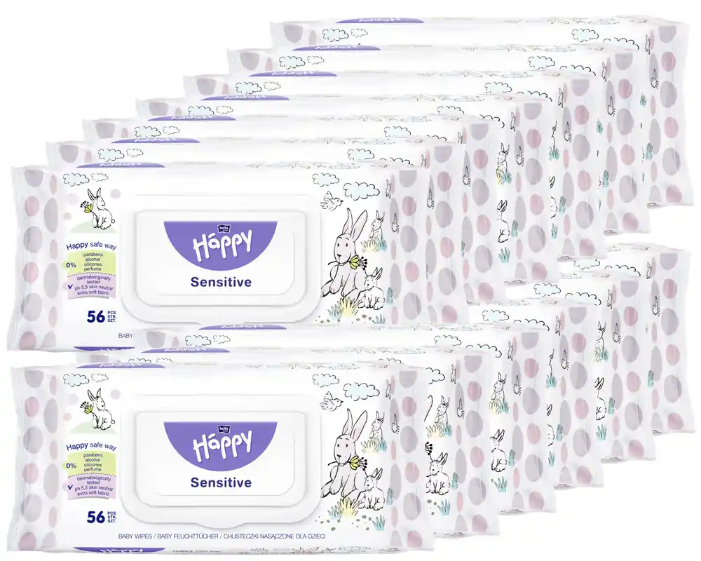 Angebot Sparpack - Bella Happy Feuchttücher Sensitive mit Klappverschluss (12x 56 Stück )