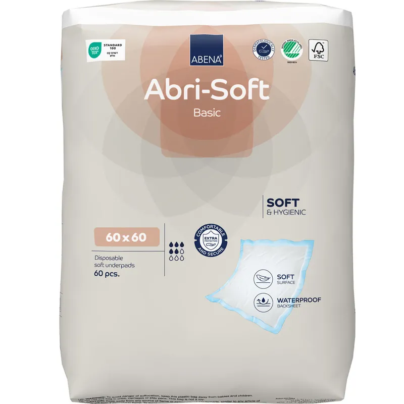Begrenztes Angebot ABENA Abri-Soft BASIC Einwegunterlagen 60 x 60 cm (60 Stück Packung)