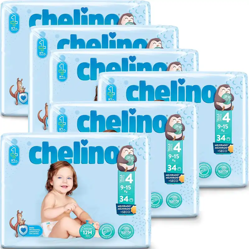 Letzte Chance Chelino Design- Windeln (T4) MAXI 9-15kg (6x34) Stück Vorteilspack