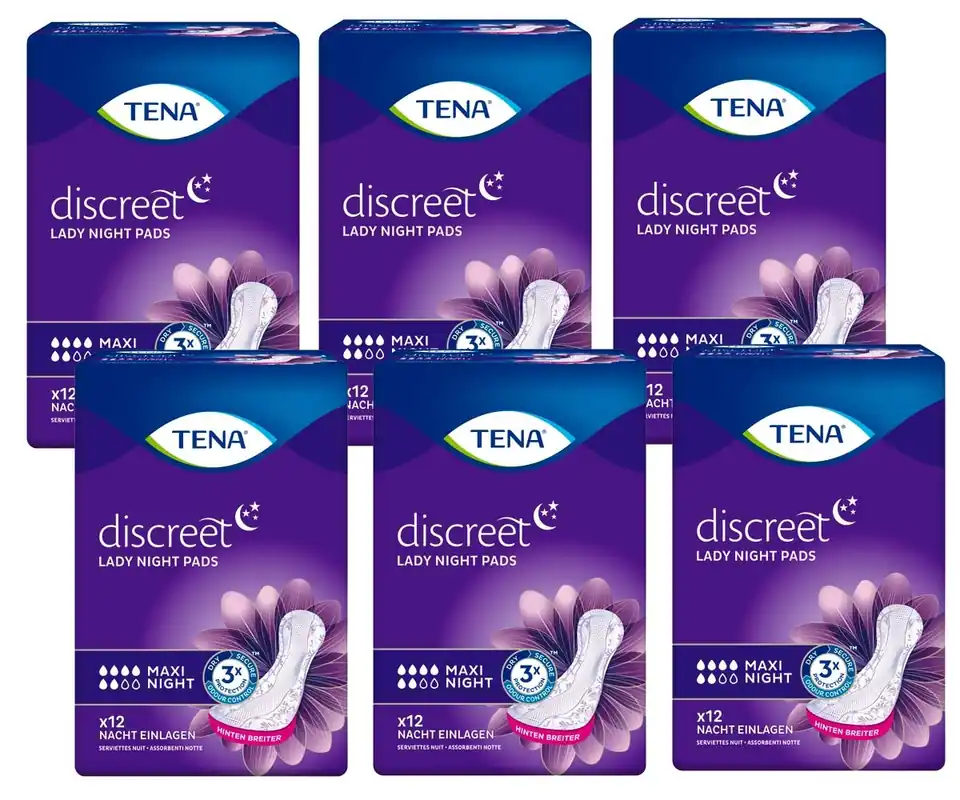 TENA Lady Discreet - MAXI NIGHT - Einlagen (6x12 Stück) Top-Angebot